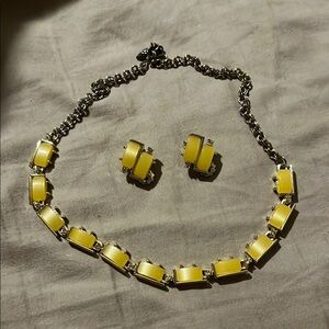 1960’s Yellow lucite and Jewelry Set